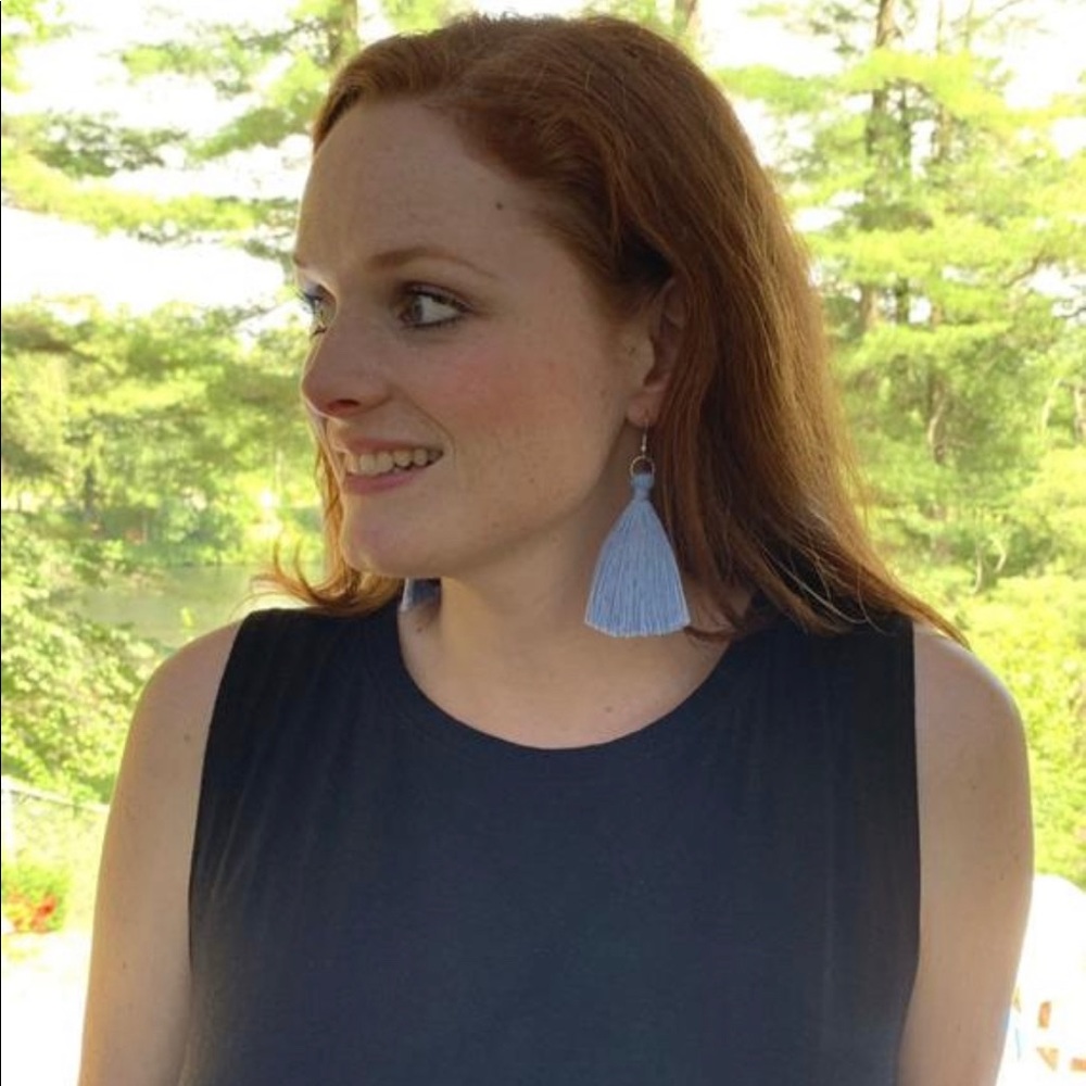 Tassel Drop Earrings in Cornflower Blue Color